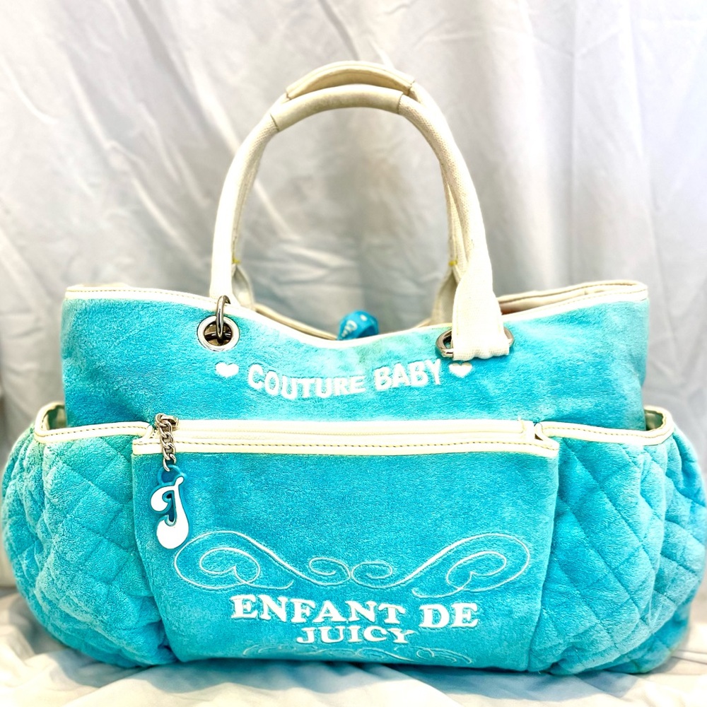 HTF Juicy Couture Y2K Baby Blue Diaper Bag Purse Large Rare Enfant De Juicy